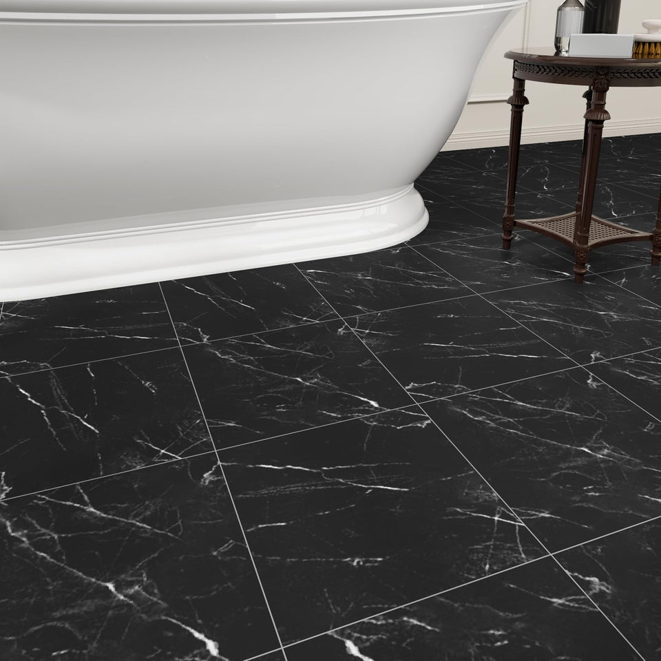 ZRJT Black Vein Marble 12x12 tile with realistic texture and premium look.