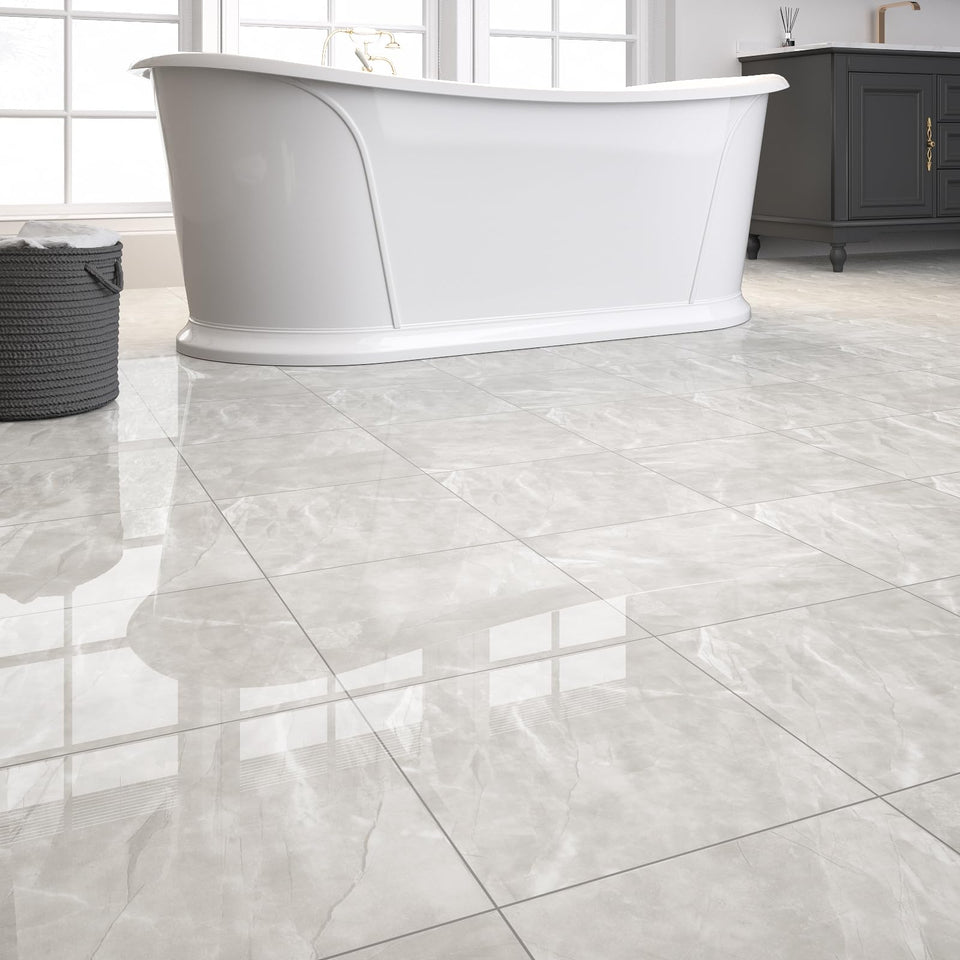 ZRJT peel-and-stick floor tile light grey marble for easy DIY installation