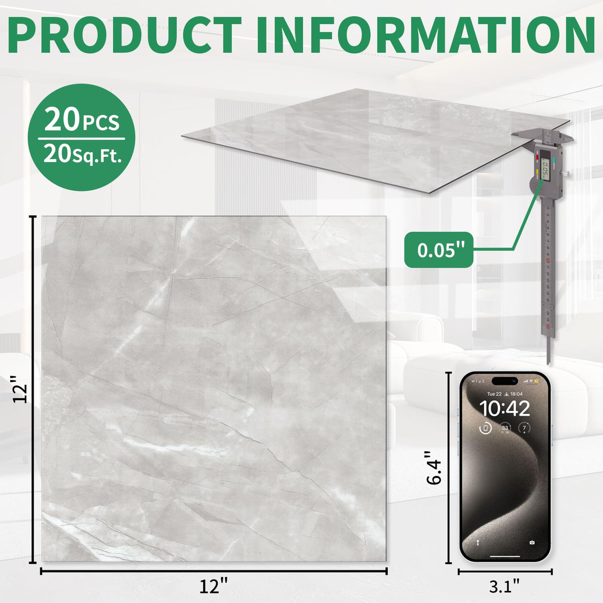 ZRJT kitchen-ready peel-and-stick tile with waterproof surface