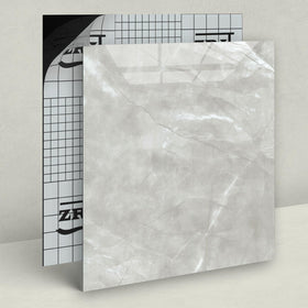 ZRJT peel-and-stick floor tile for RV upgrades in light grey marble
