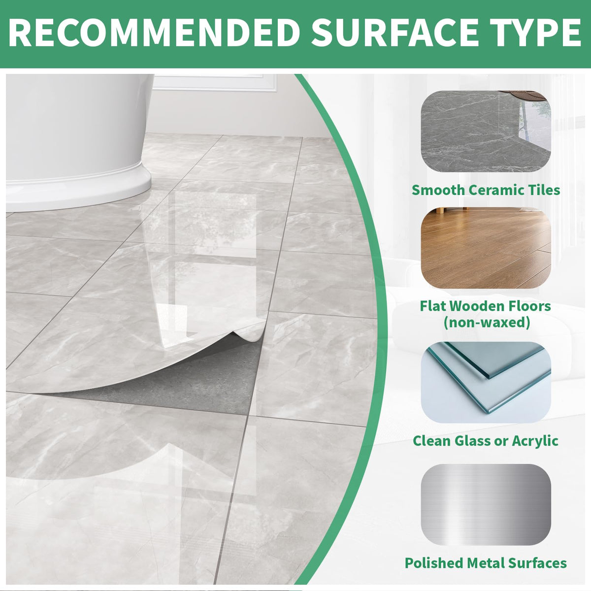 ZRJT 0.05-inch thick peel-and-stick tile provides solid support