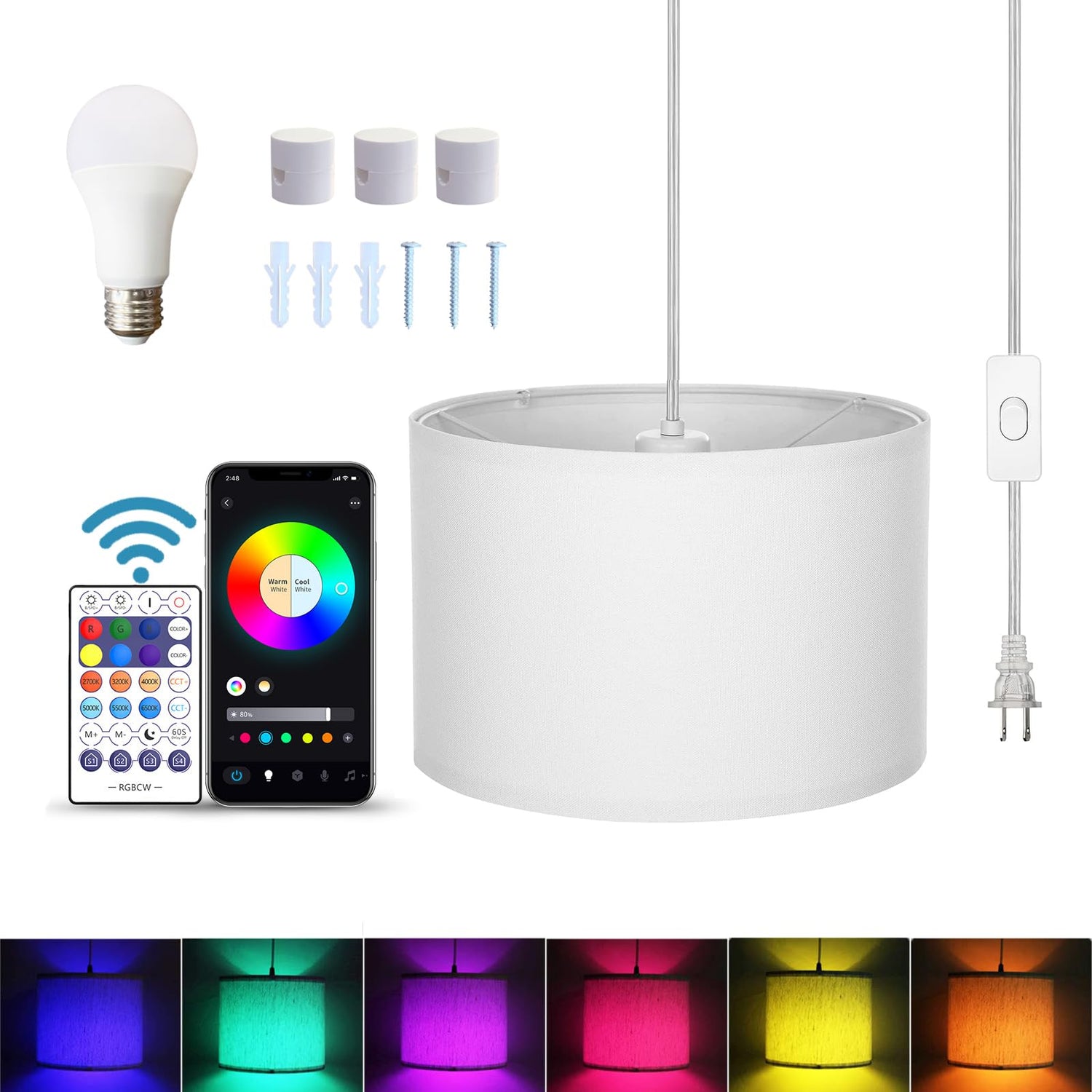 ZSLAIFU 15ft pendant light plugged in for instant ambient mood in living spaces