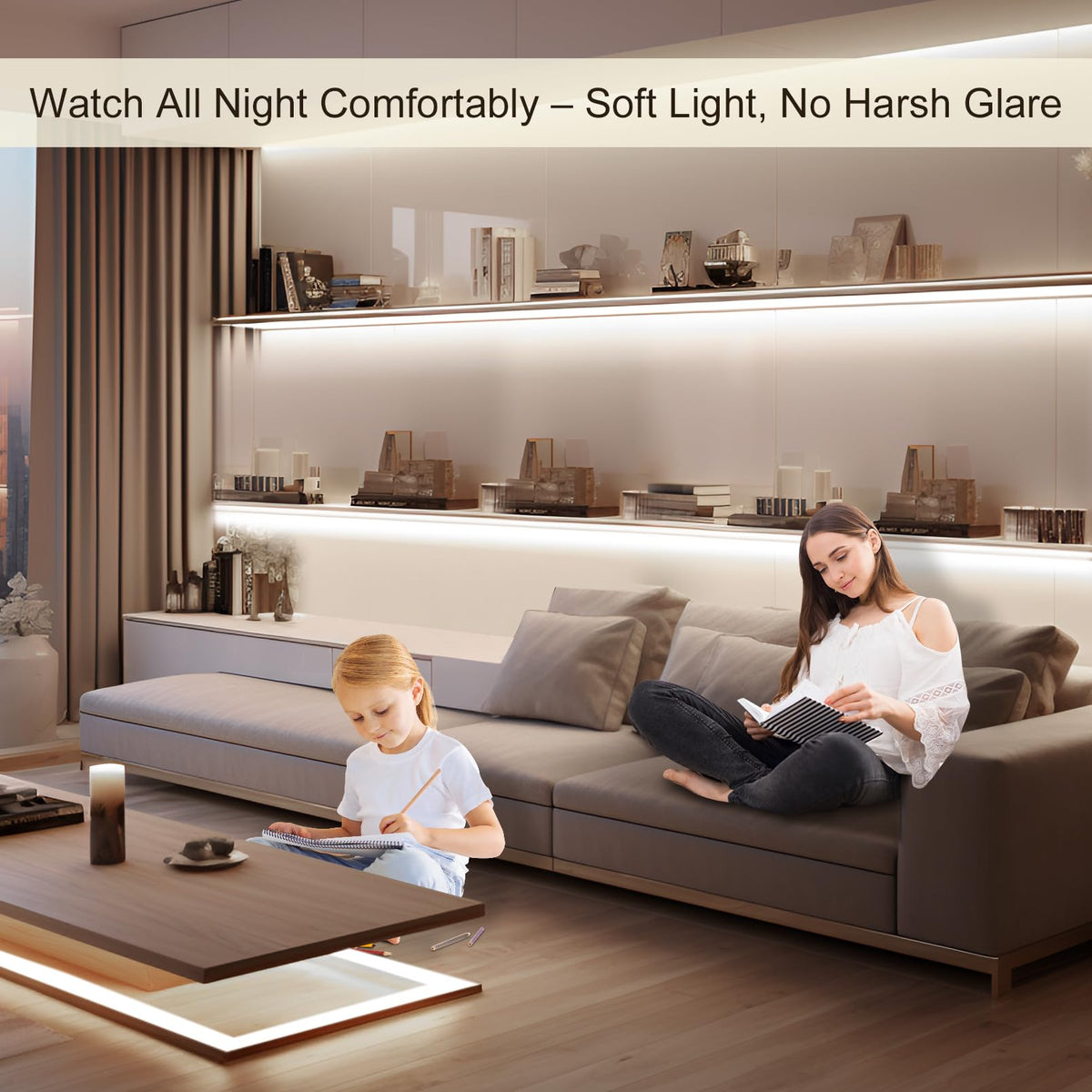 ZSLAIFU under-cabinet illumination brightens kitchen prep areas.