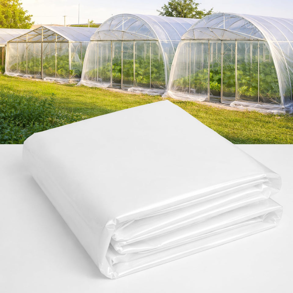 ZSLTLDU 6mil greenhouse film application showcases even light distribution for steady plant growth.