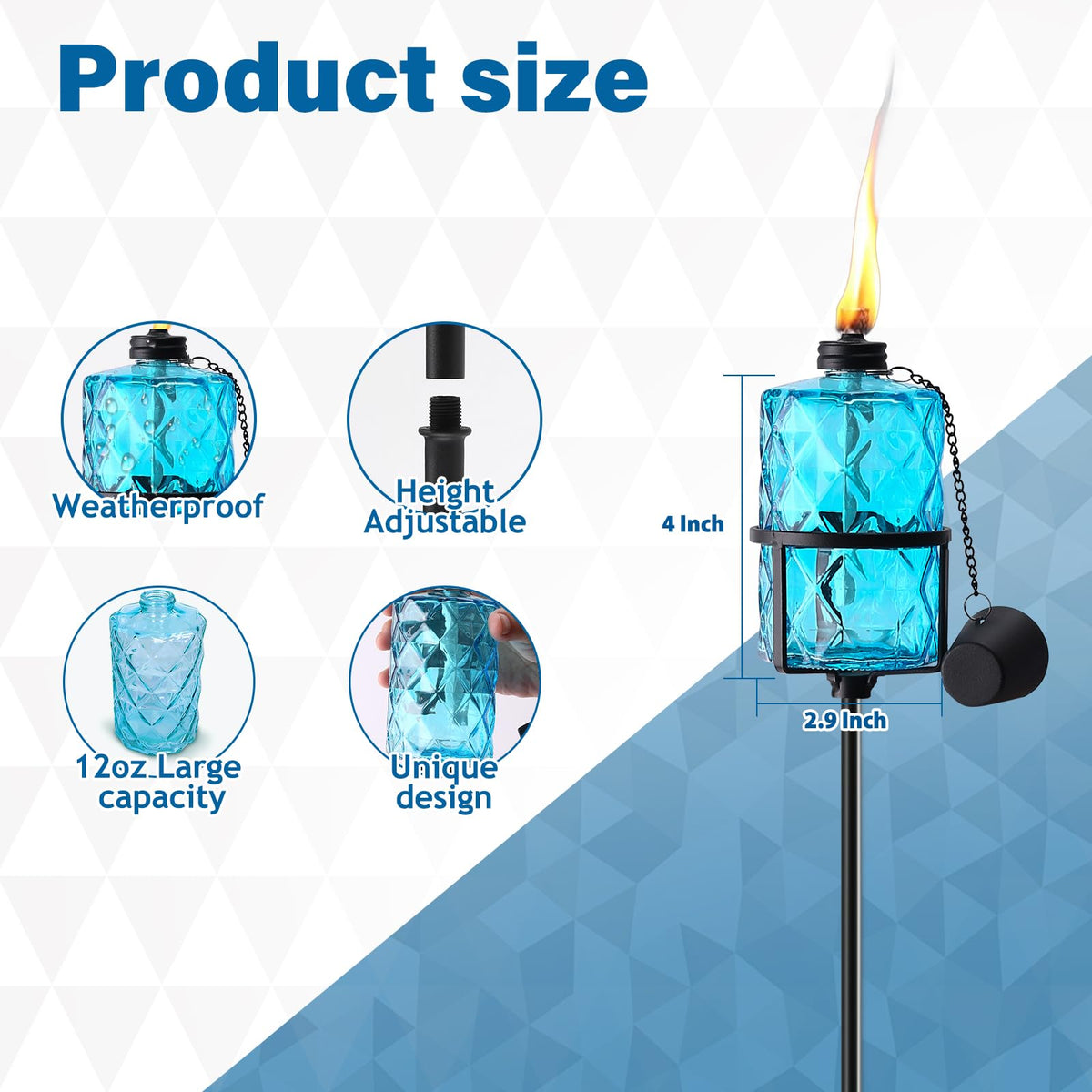ZSPENG 3-prong grounded stake keeps the torch stable during breezy evenings.