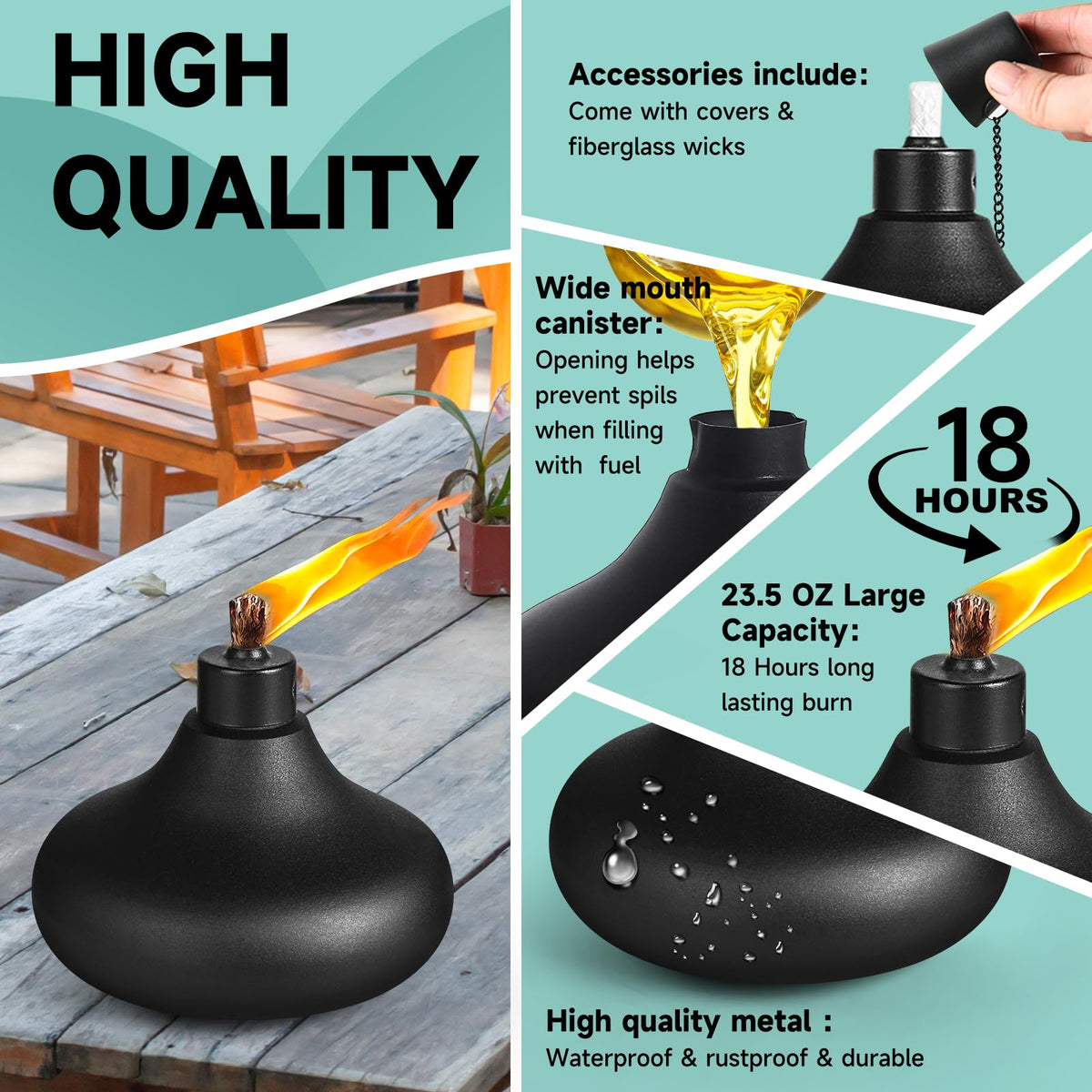 ZSPENG fiberglass wick torch offers long-lasting flame for patios
