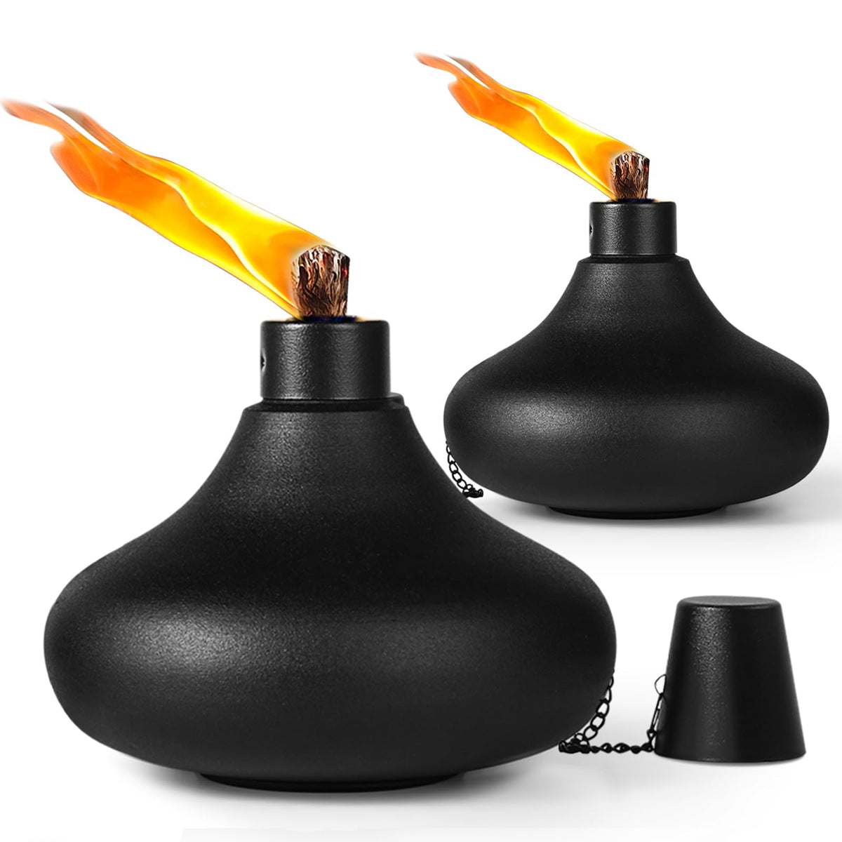 ZSPENG table top torch in black metal for outdoor ambiance