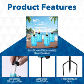 ZSPENG upgraded fiberglass wick delivers a long-lasting flame for outdoor use.