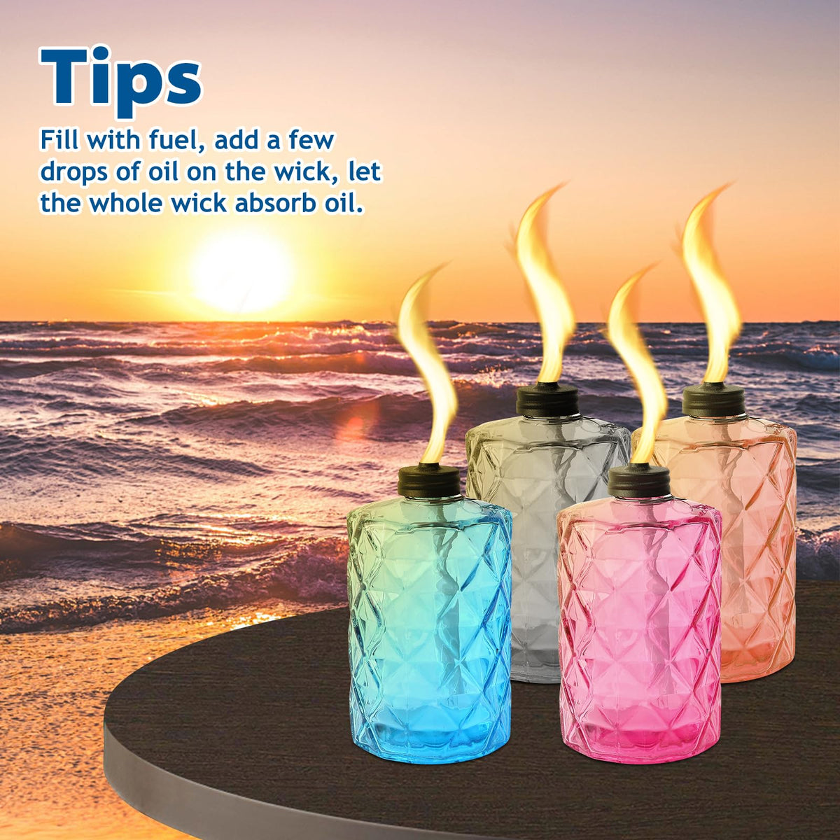 ZSPENG weather-resistant glass and metal torch withstands outdoor conditions.