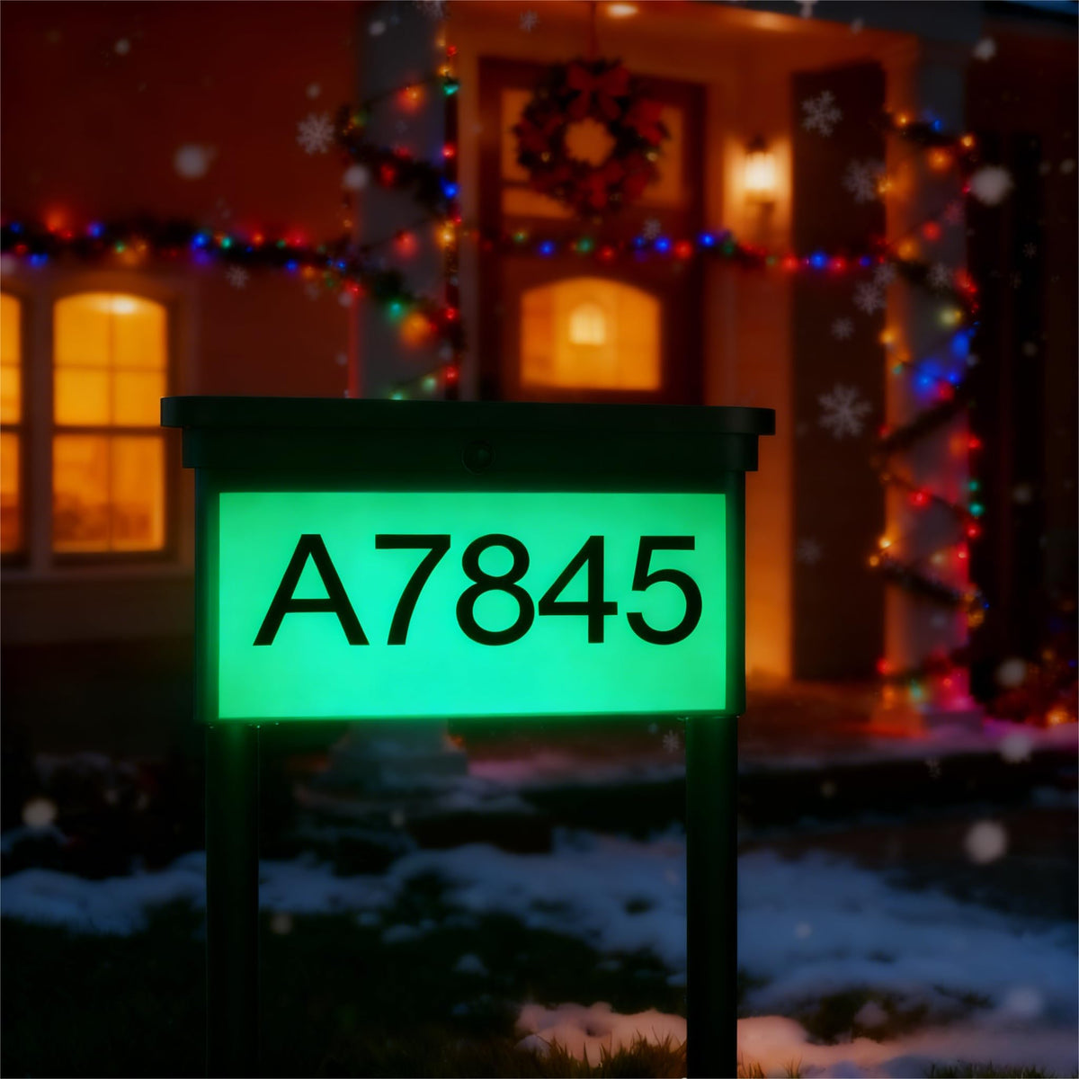 ZSYIQIXI night view shows bright address numbers from a distance