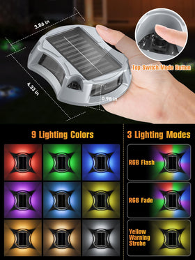 ZSYIQIXI solar dock lights showing the top-switch control for color changes