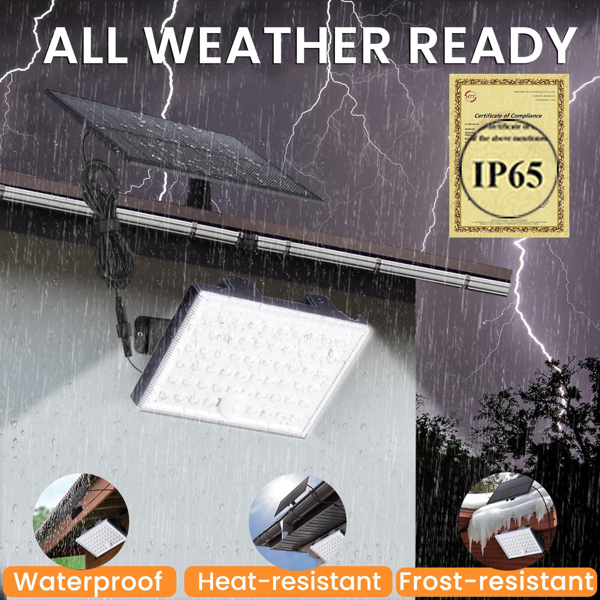 ZSYIQIXI waterproof solar light brightening courtyards in rain or shine.