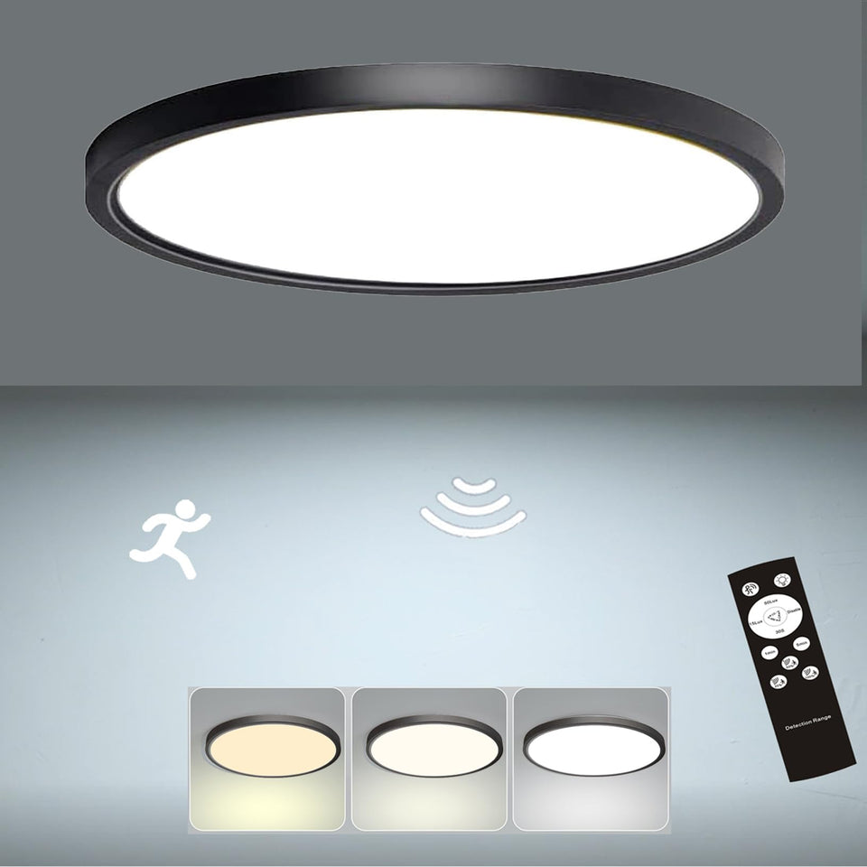 ZSYUBO 12-inch motion sensor ceiling light, front view, energy-saving indoor lighting