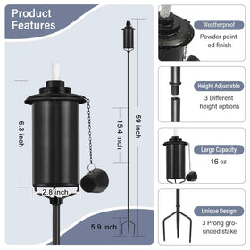 ZSZMFH citronella torch with 3-prong stake adds stability in gardens.