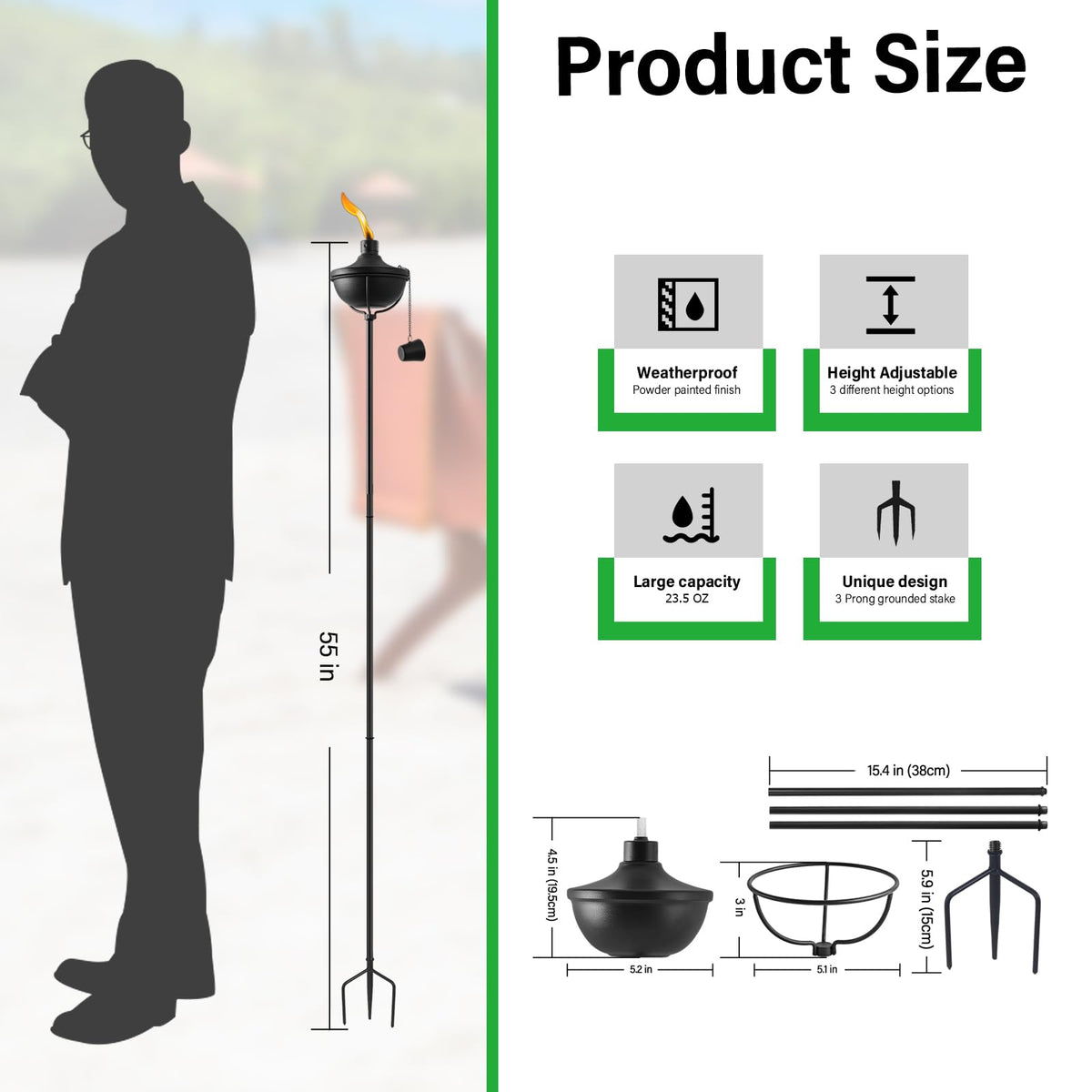 ZSZMFH 3-prong grounded stake for extra stability.