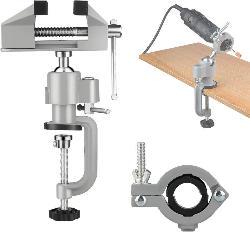 ZTUKOMN table vise with 360-degree rotation for flexible positioning.