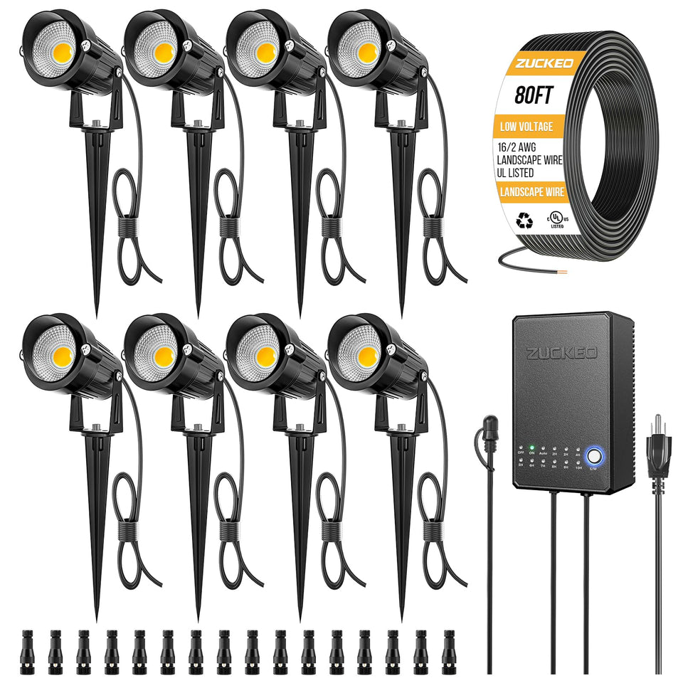ZUCKEO all-in-one landscape light kit boosts curb appeal with simple installation.