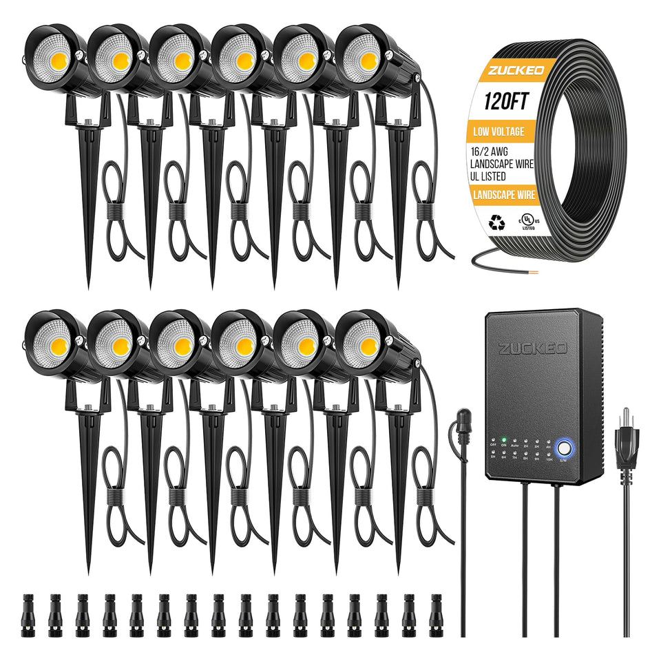 ZUCKEO all-in-one landscape lighting kit with spotlights for immersive yard illumination