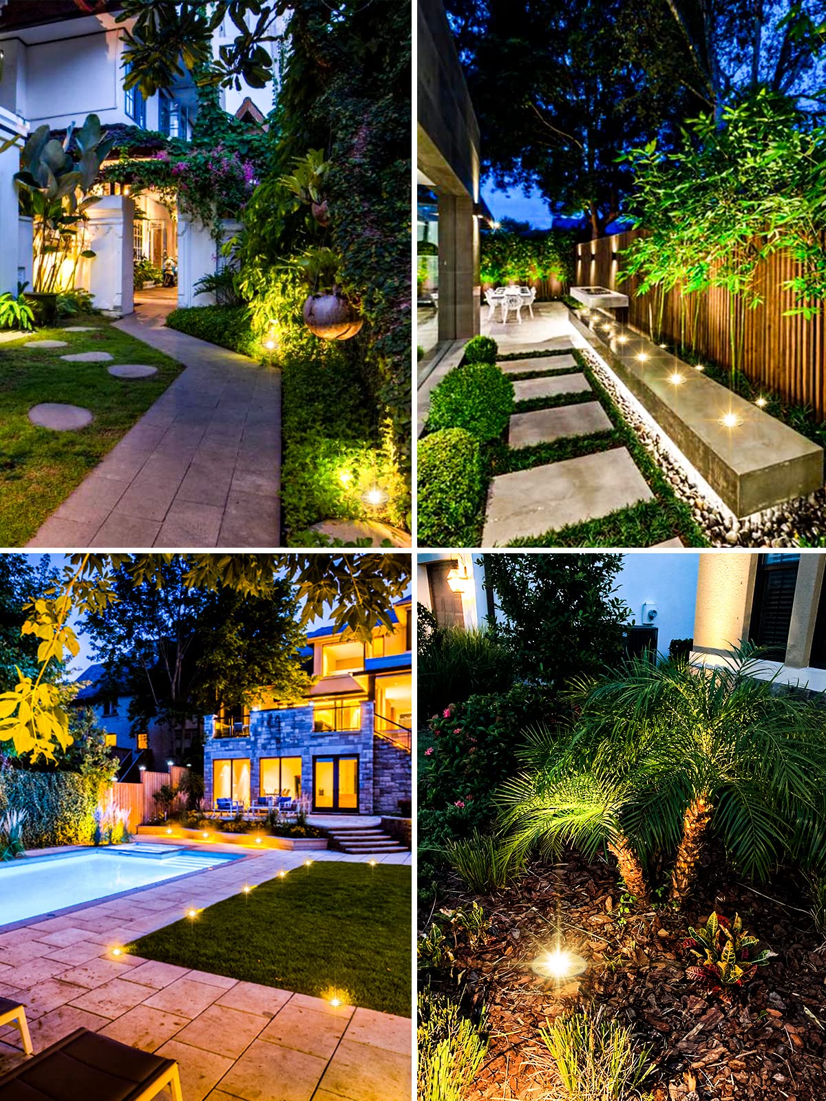 ZUCKEO warm white landscape light with convex lens enhances garden accents.