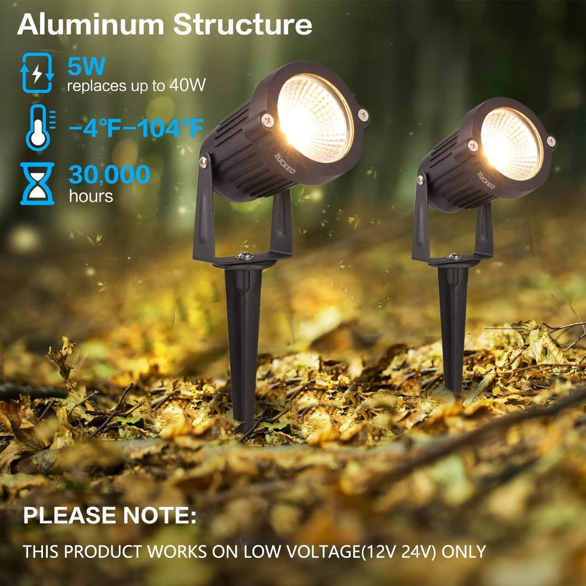 ZUCKEO IP66 waterproof landscape fixtures withstand rain for year-round outdoor lighting.