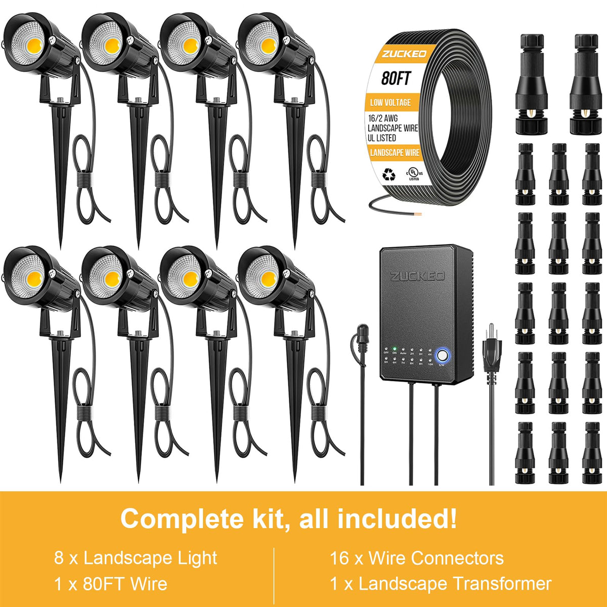 ZUCKEO IP66-rated lights withstand rain for year-round outdoor use.