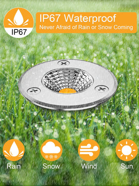 ZUCKEO IP67 waterproof ground light for outdoor decks, driveways and gardens.