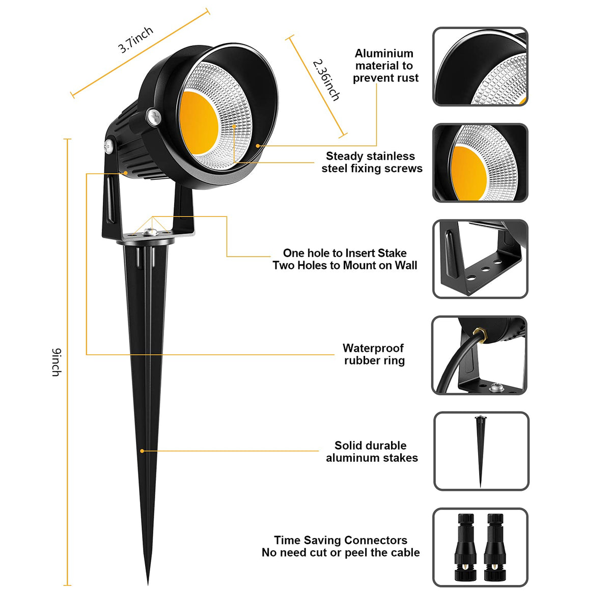 ZUCKEO IP66 waterproof landscape light for all-weather reliability.