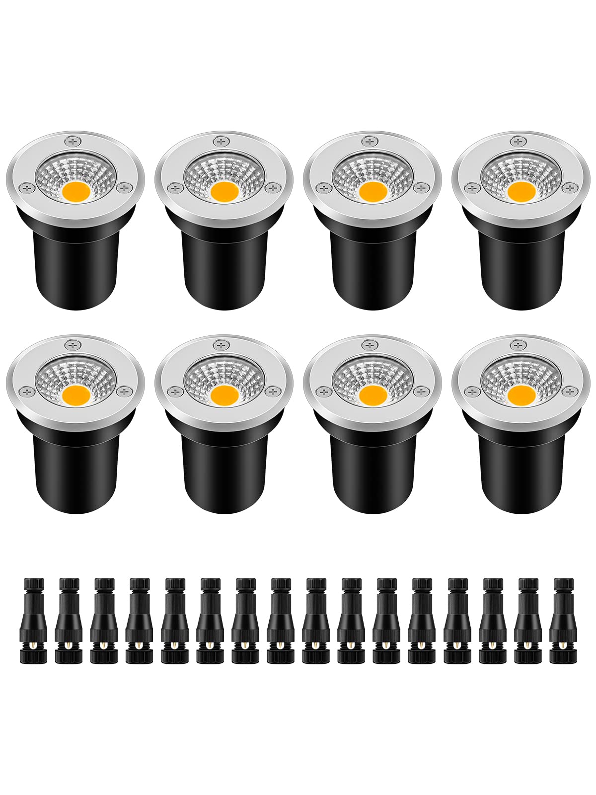 ZUCKEO low-voltage well light 8-pack warm white for elegant nighttime pathways.