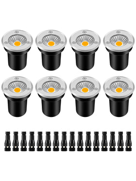 ZUCKEO low-voltage well light 8-pack warm white for elegant nighttime pathways.