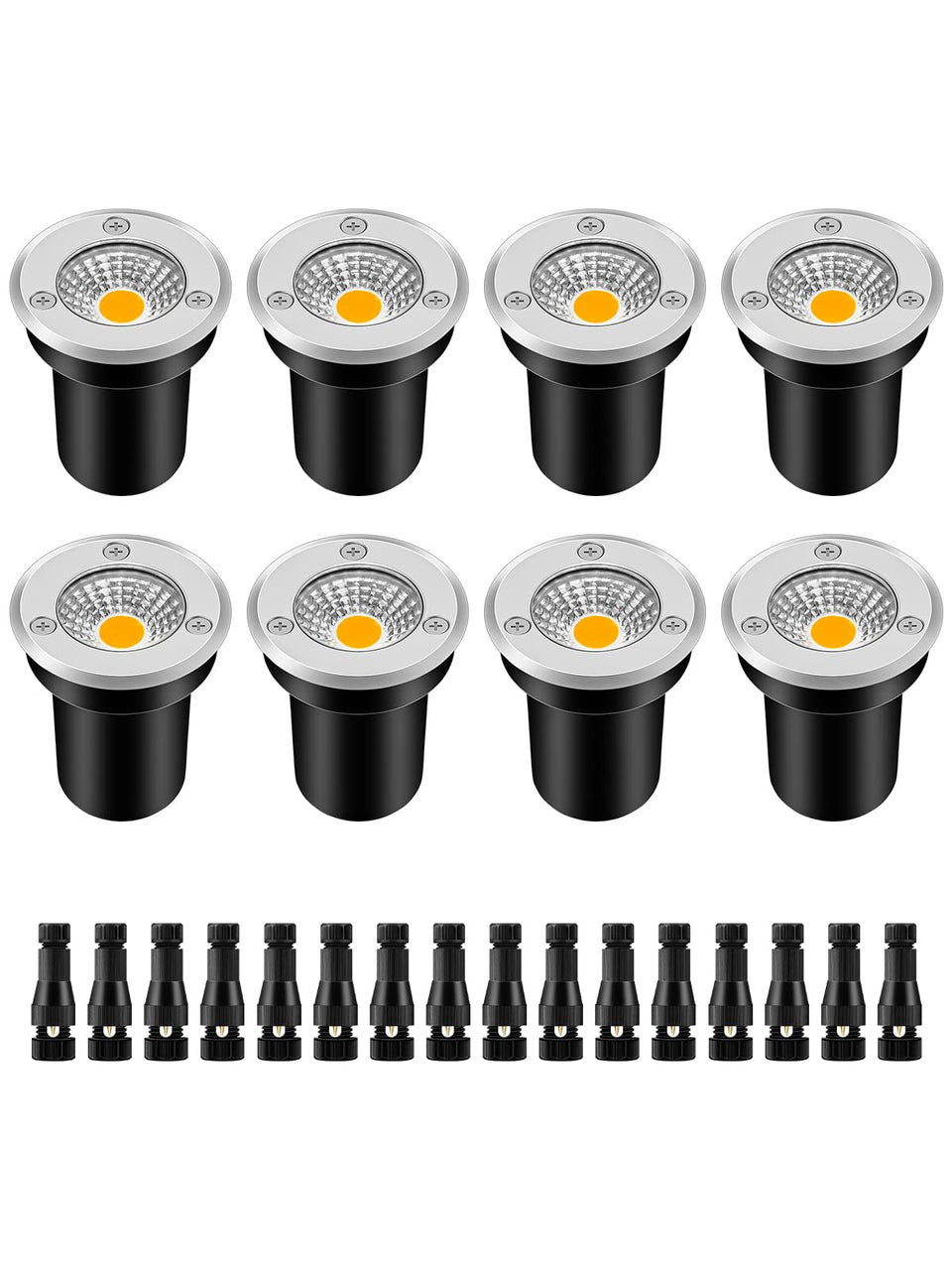 ZUCKEO low-voltage well light 8-pack warm white for elegant nighttime pathways.