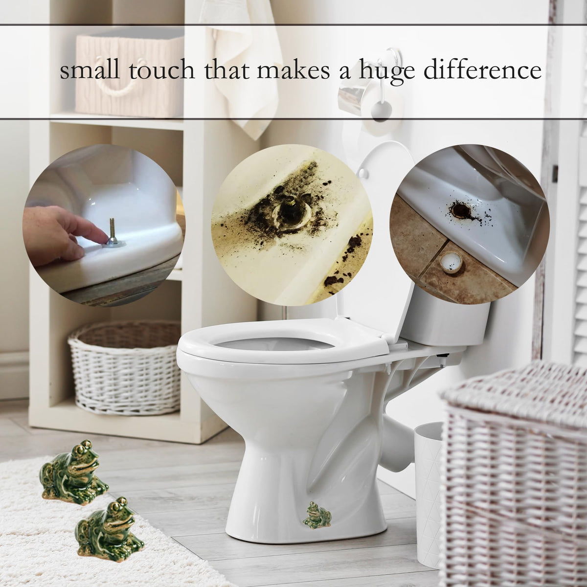 ZUNON ceramic frog bathroom bolt cover brings whimsy and simplicity to maintenance.