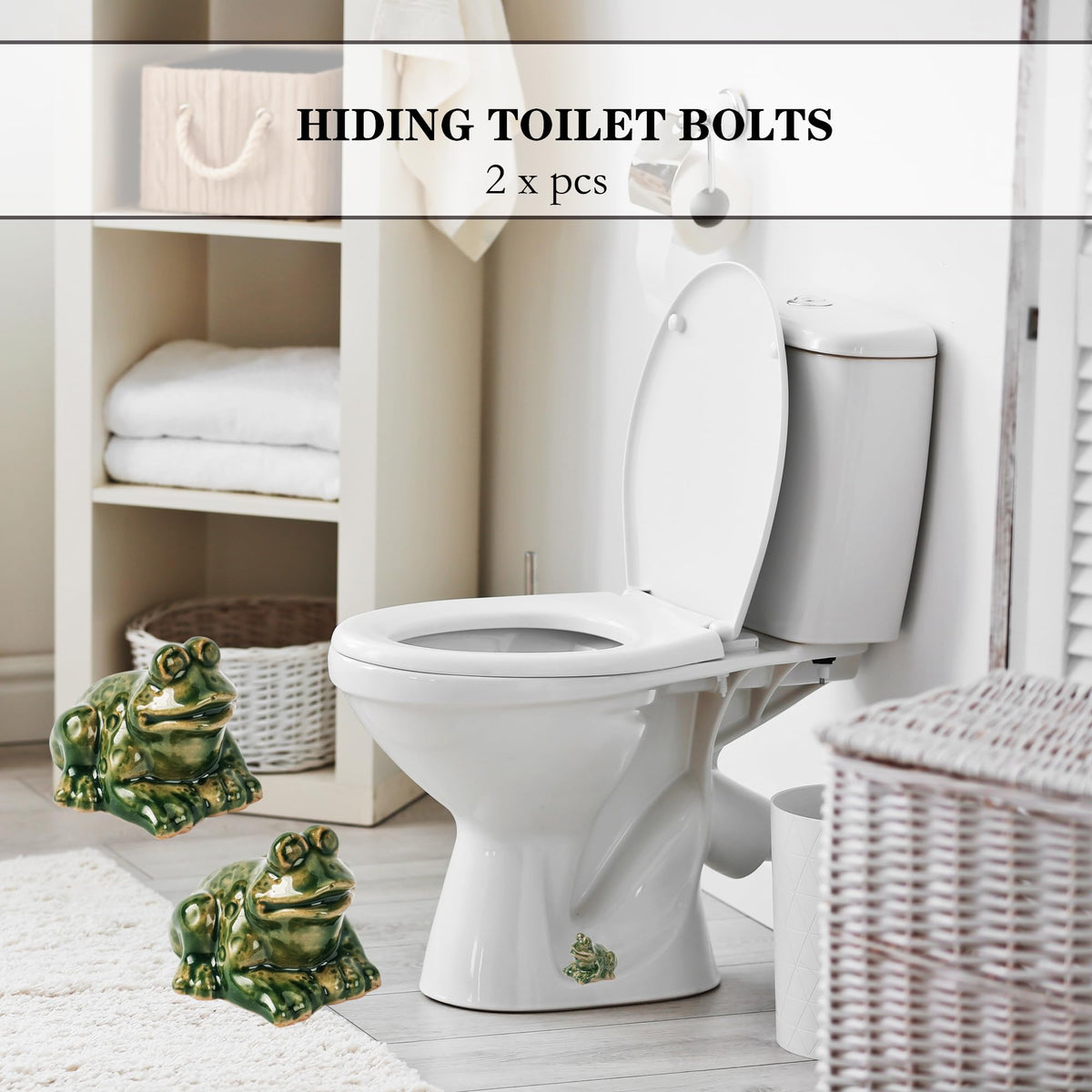 ZUNON ceramic frog toilet bolt cover enhances bathroom aesthetics and ease of cleaning.