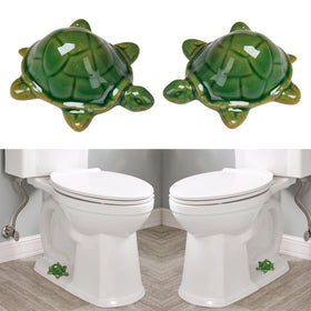 ZUNON ceramic frog bolt covers installed on toilet bolts for a whimsical decor upgrade