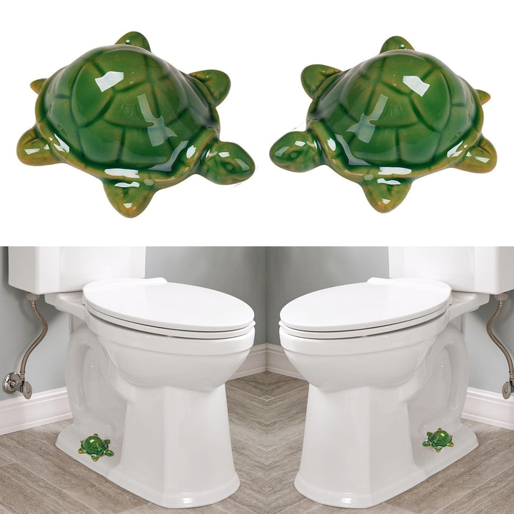 ZUNON ceramic frog bolt covers installed on toilet bolts for a whimsical decor upgrade