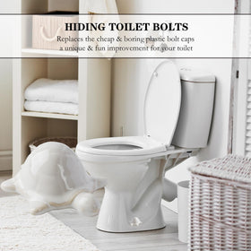 ZUNON frog white bolt cap side view enhances bathroom decor.