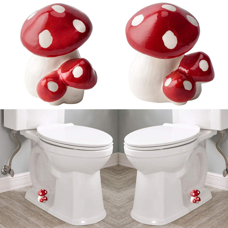 ZUNON Toilet Bolt Caps red mushroom front view hides bolts for a cleaner bathroom