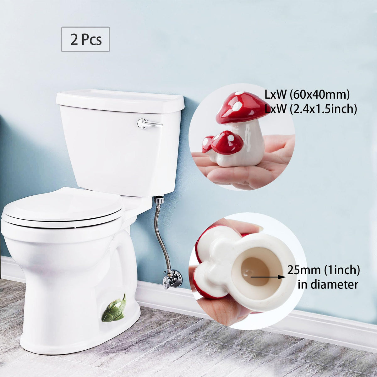 ZUNON Two-piece set with ceramic mushrooms for playful bathroom decor