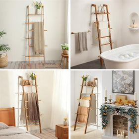 ZUNTO blanket ladder styled with festive decor for holidays