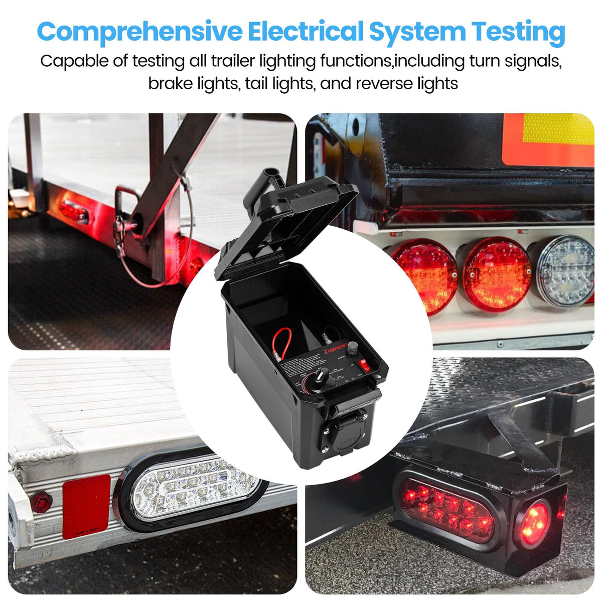 Zuomeng trailer tester 12V battery powering remote operations