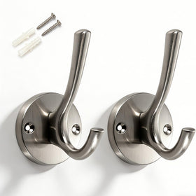 ZUONAI towel hooks double-hook front view, high load capacity for coats