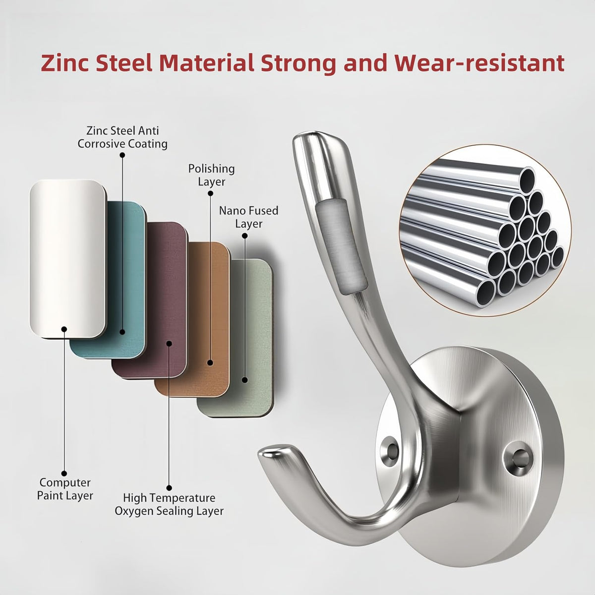 ZUONAI brushed-nickel mount base close-up highlighting reinforced stability