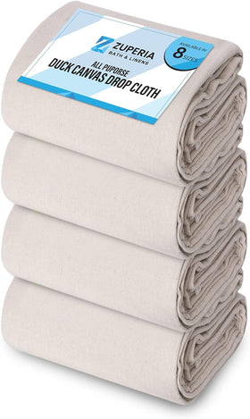 ZUPERIA canvas drop cloth 4x15 folded for quick setup and storage.