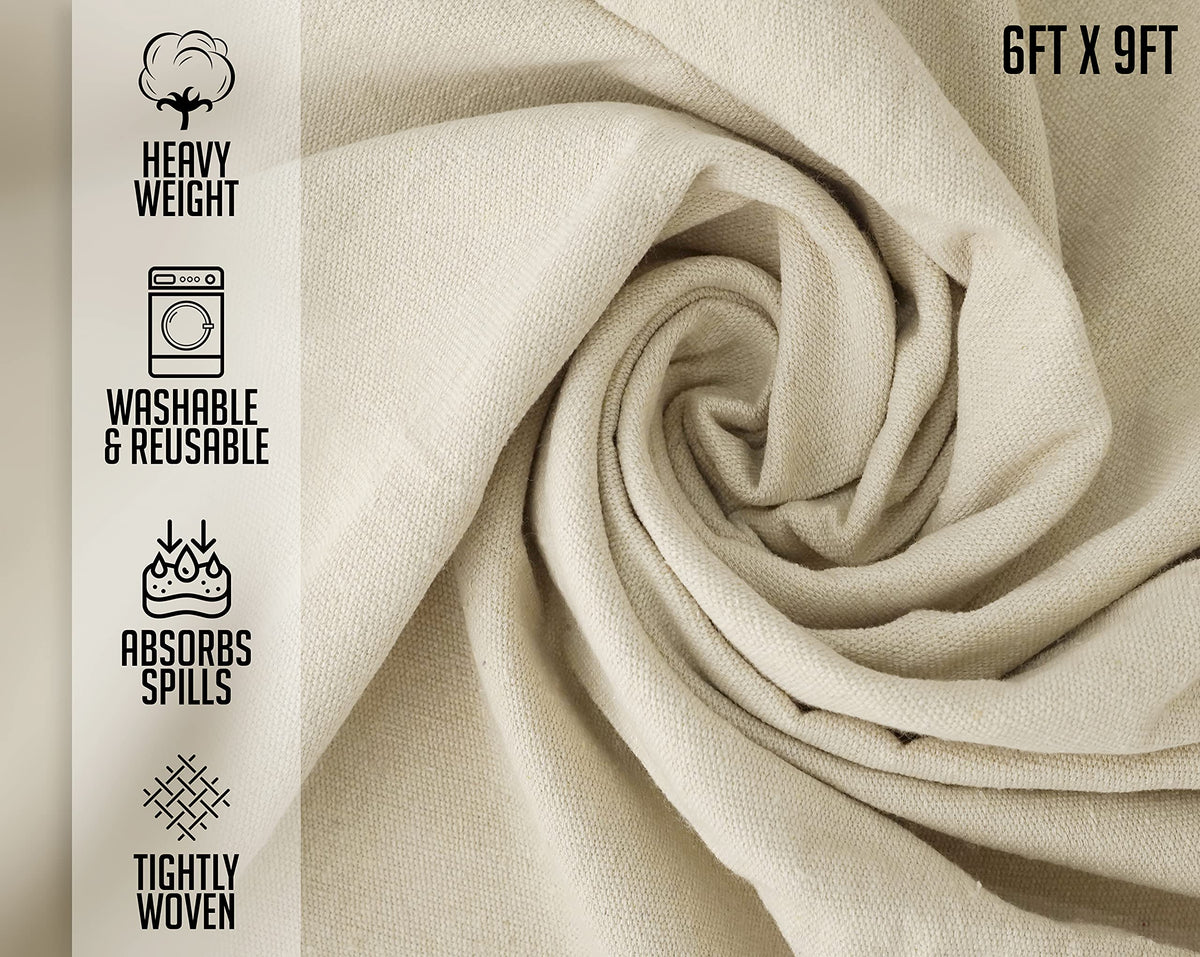 ZUPERIA canvas drop cloth folded for easy storage and quick setup