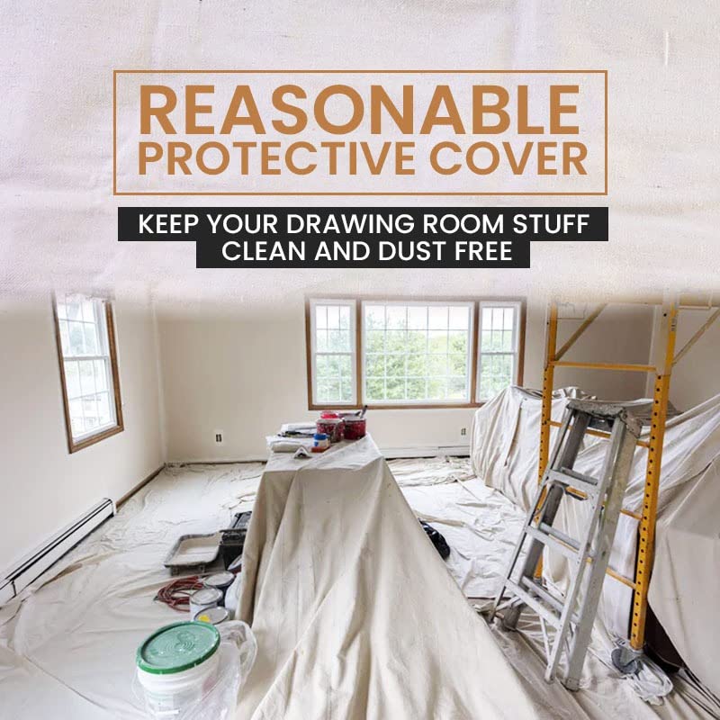 ZUPERIA 4x15 drop cloth protects furniture during renovations.