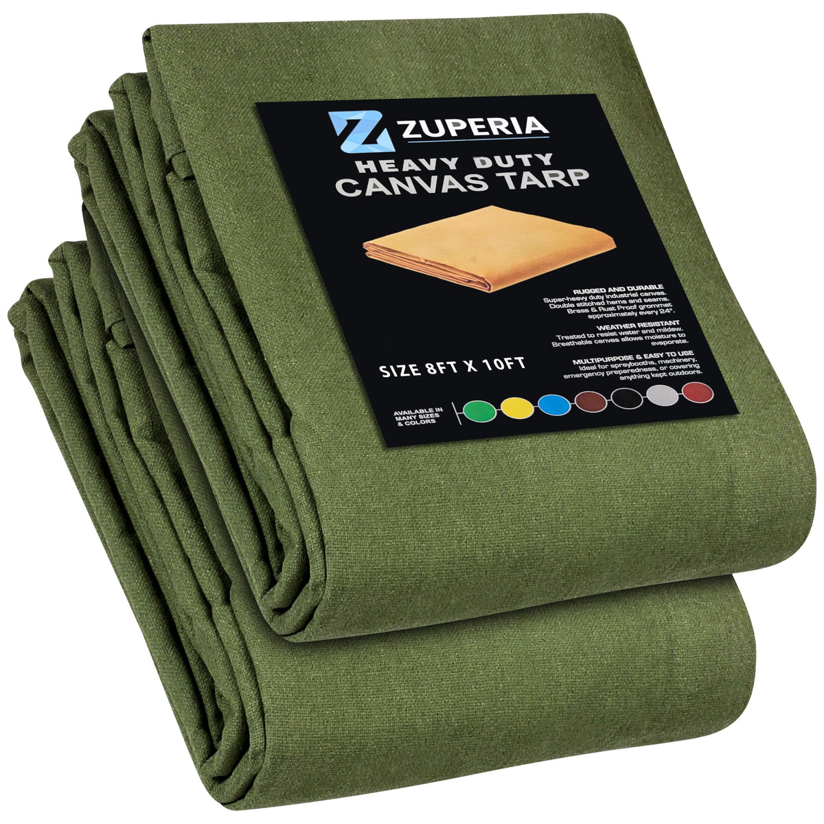 Zuperia heavy-duty canvas tarp 8x10 in olive green shields gear outdoors.