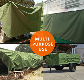Two-pack olive green tarp by Zuperia packaged together for sale.