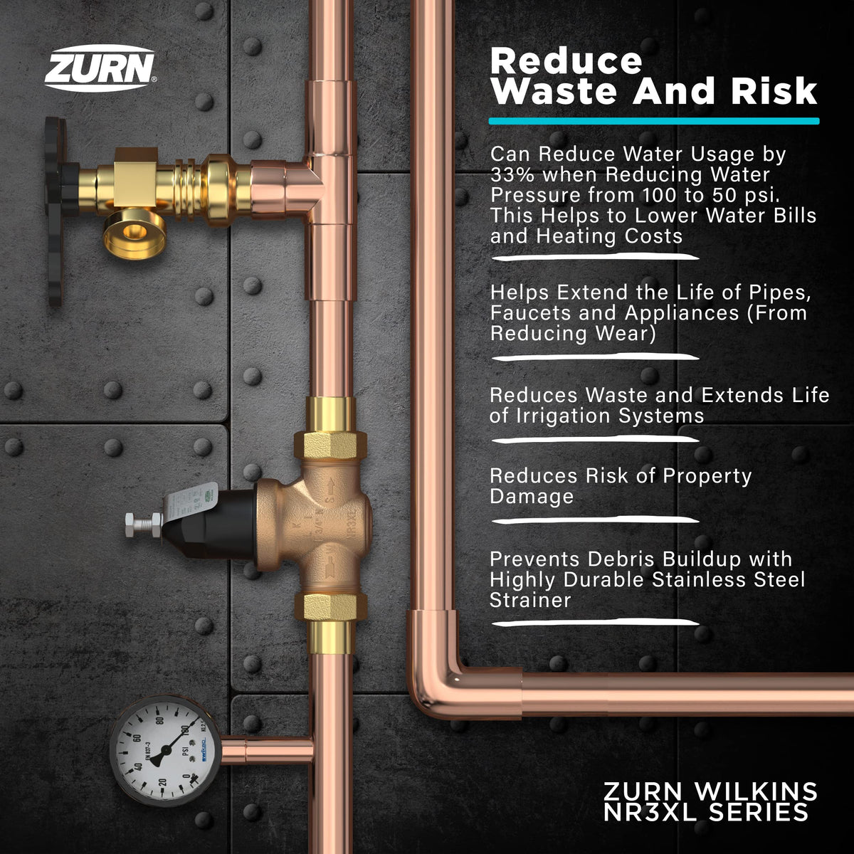 Zurn Wilkins NR3XLDU stainless steel strainer traps debris to protect plumbing
