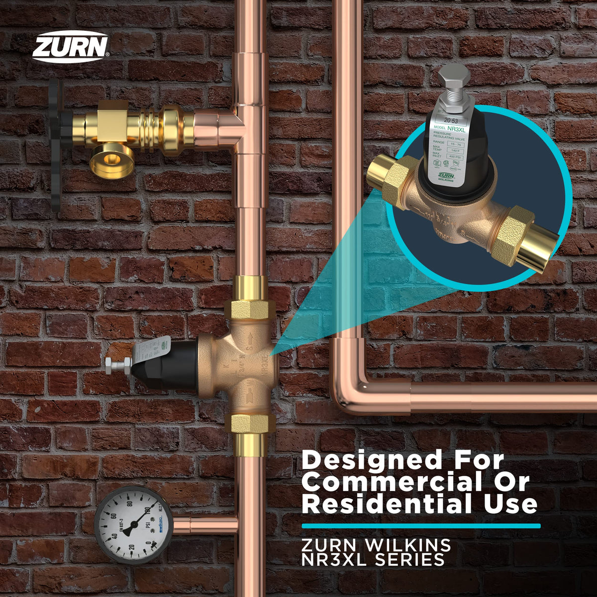 Stainless steel strainer in NR3XLDU protects plumbing by filtering debris before it enters.