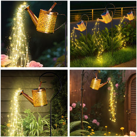 ZUSONUD watering can lights brighten a garden path with starry ground patterns.