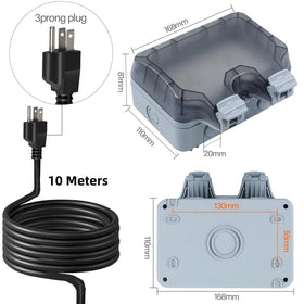 ZUYIYI IP66 outlet with 32.8 ft cord for easy outdoor power.